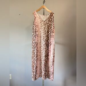 Belle by Kim Gravel Regular Slub Knit Maxi Dress with Pockets, Blush Animal 1X